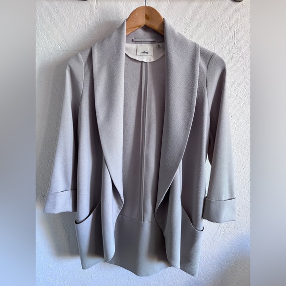 Wilfred Aritzia Crete Light Grey Gray Taupe Crepe Chevalier North Blazer Jacket - Picture 5 of 14